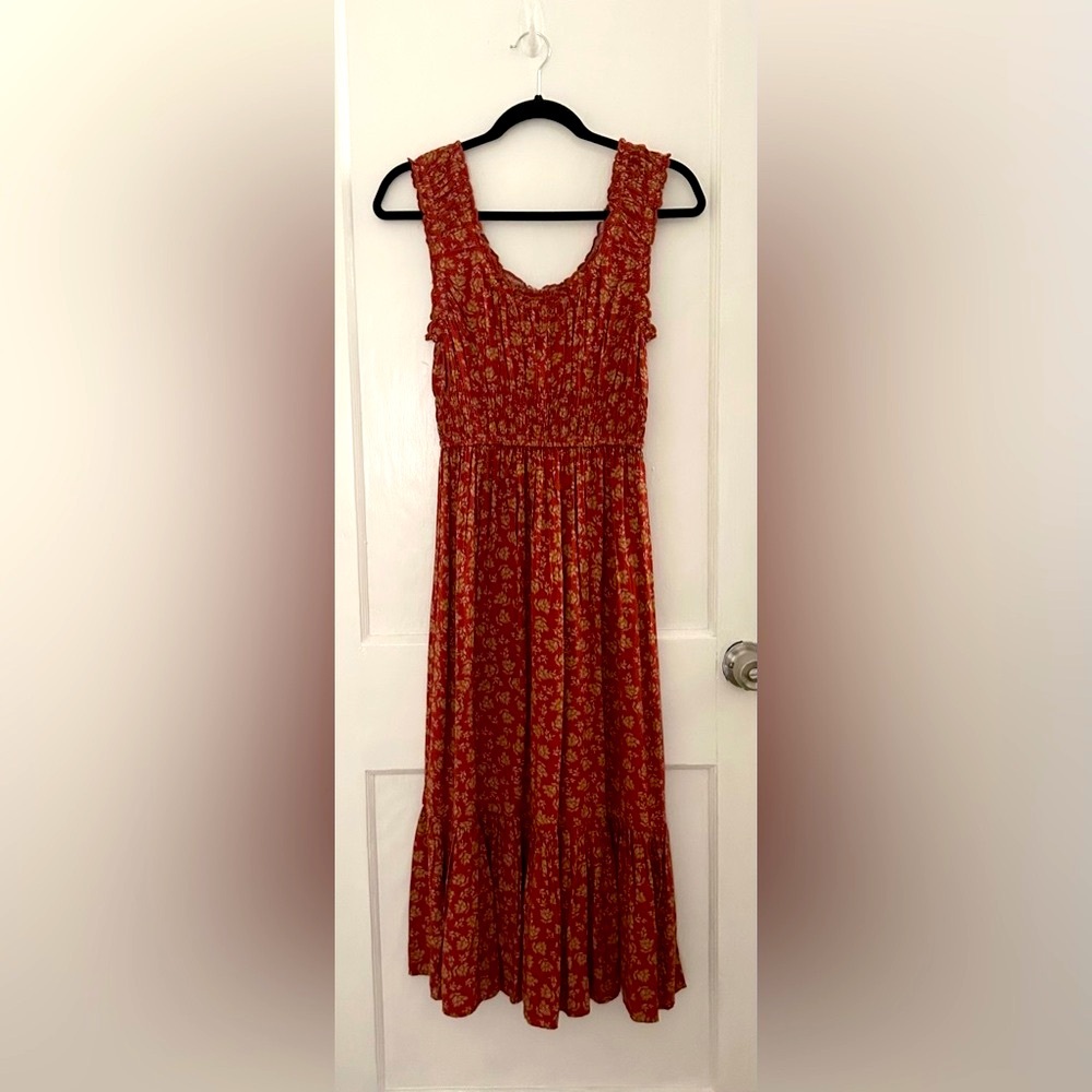 NWT Patrons of Peace Red Floral Midi Sundress